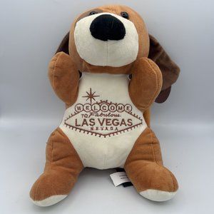 Koshkash Brown Puppy Dog Las Vegas Plush Stuffed Animal 10” w/ Pocket Holder